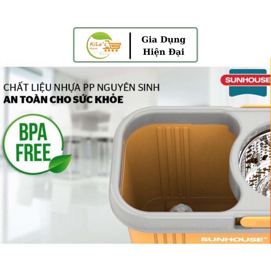 Bộ Lau Nhà Xoay 360 Độ, Cây Lau Nhà 360 SUNHOUSE KS-CL350PO - Bảo hành 6 Tháng, Hàng Chính Hãng