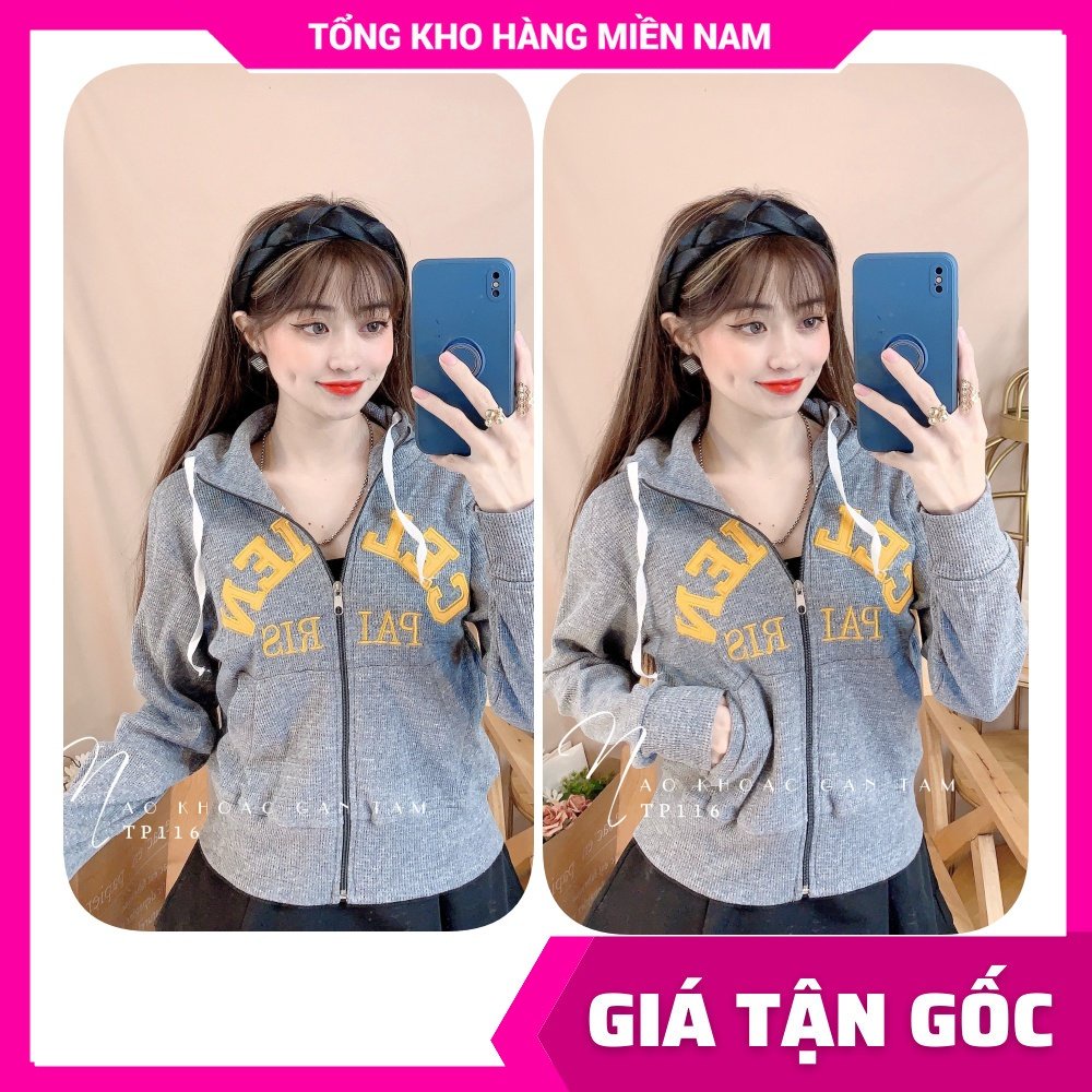 Áo khoác chống nắng nữ chất thun gân tăm mềm mát co giãn lên phom ôm dáng thêu chữ dễ thương TP116