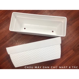 Chậu nhựa mây đan chữ nhật