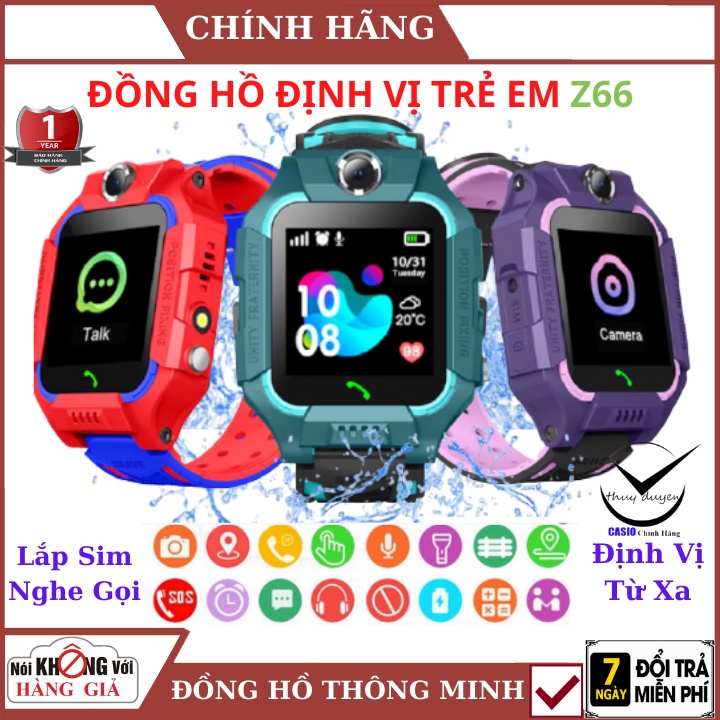 Đồng Hồ Thông Minh Trẻ Em Z66 - Lắp Sim, Nghe Gọi 2 Chiều, Định Vị, Camera Chụp Hình, Chống Nước - Bảo Hành 12 Tháng