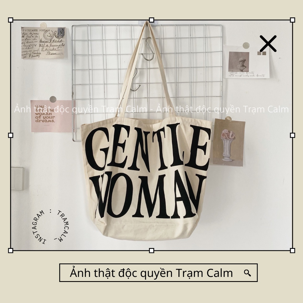 Túi tote in chữ gentle woman thời trang vừa lap