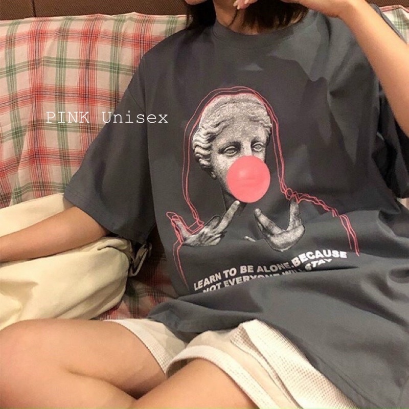 Áo thun phông nam nữ PINK tay lỡ form rộng HEATHANS Unisex