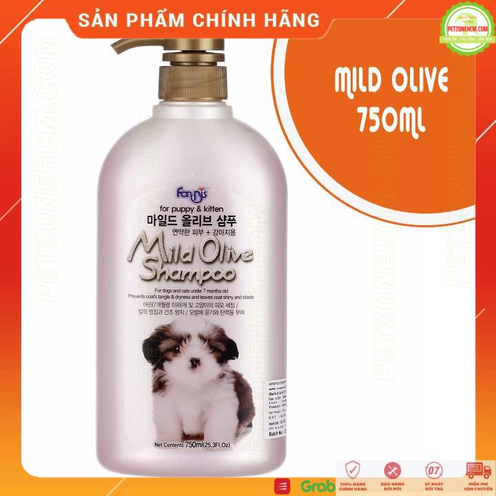 Sữa tắm cho chó mèo con FORCANS 🎁 FREESHIP 20K 🎁 MILD OLIVE dùng cho da nhạy cảm dưới 7 tháng tuổi | Hàn Quốc 750ml