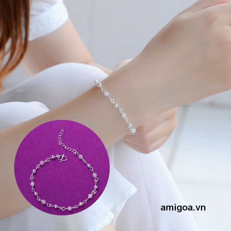 ✨✨Vòng tay mạ bạc thiết kế mặt dây gắn quả bóng thời trang cho nữ