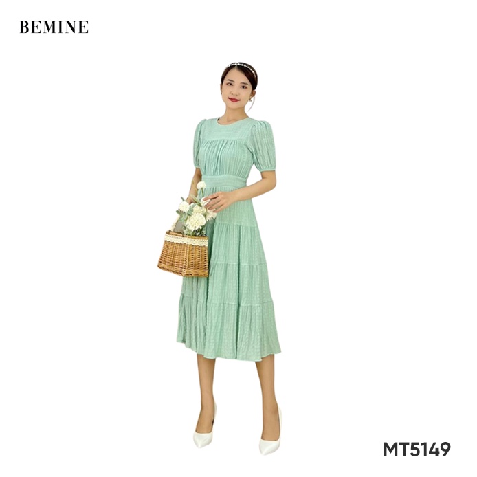 Đầm maxi đi biểm nhún tay bồng BEMINE MT5149XANH