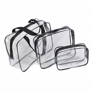 Bộ 3 Túi Đựng Đồ Trang Điểm Pvc Trong Suốt ( Đen )