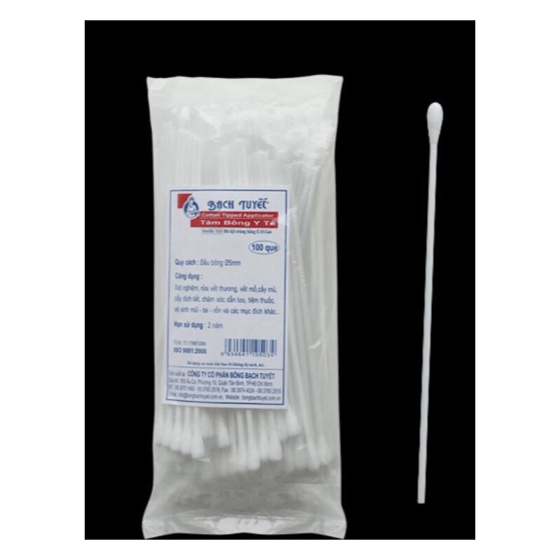 TĂM BÔNG Y TẾ BẠCH TUYẾT (100 cây/ bịch)