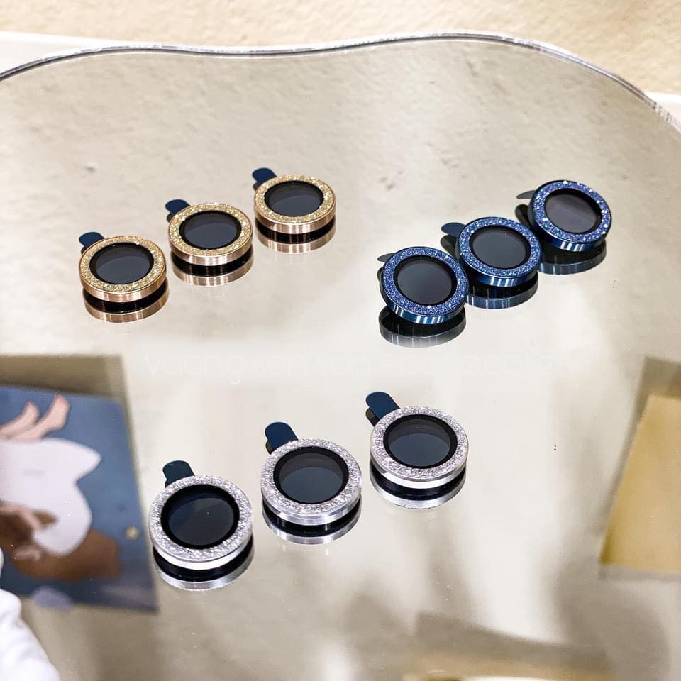 Bộ dán mắt camera kim cương nhũ cho iPhone 14 Pro max, 14 plus 13 pro max 11 Pro Max 12 Pro Max cực nổi