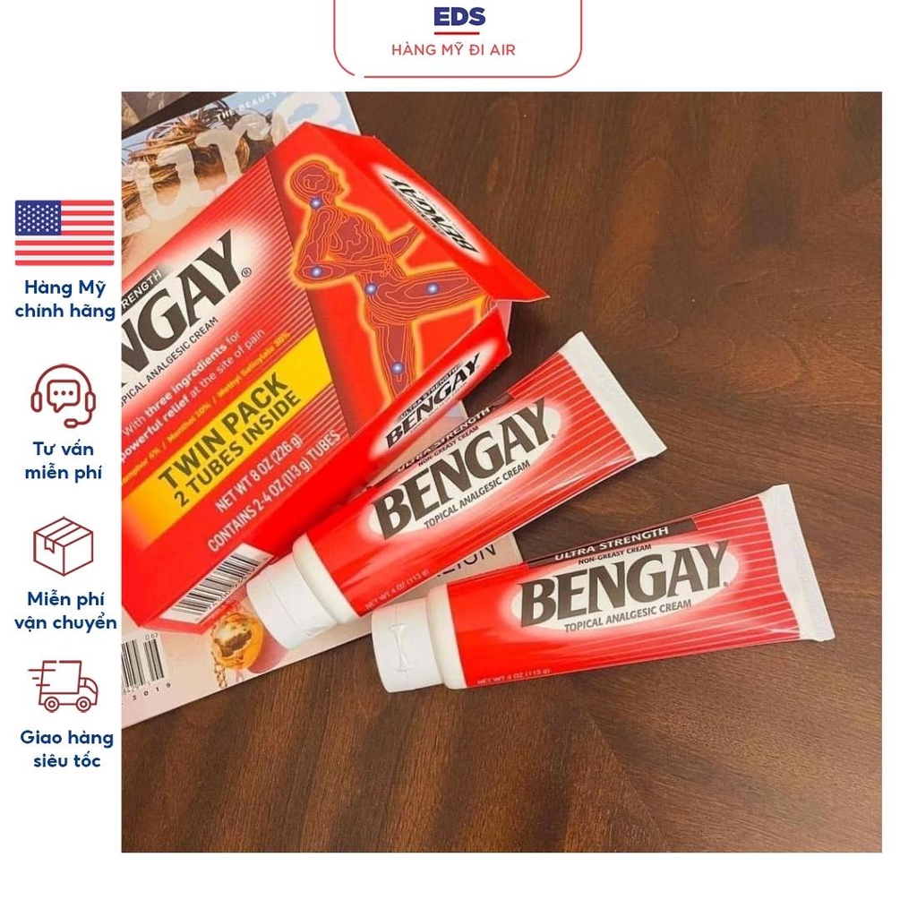 Set 2 tuýp kem xoa bóp 6/2025 giảm đau Bengay Mỹ Ultra Strength 113g - EDS Hàng Mỹ