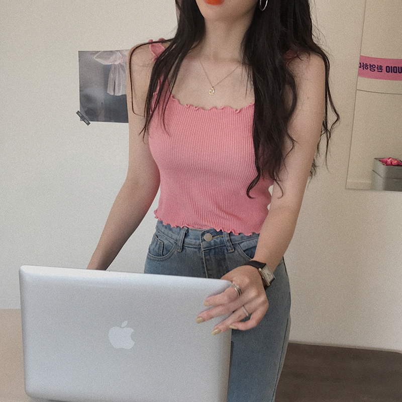 IELGY Áo dệt kim không tay phong cách Hàn Quốc dành cho nữ