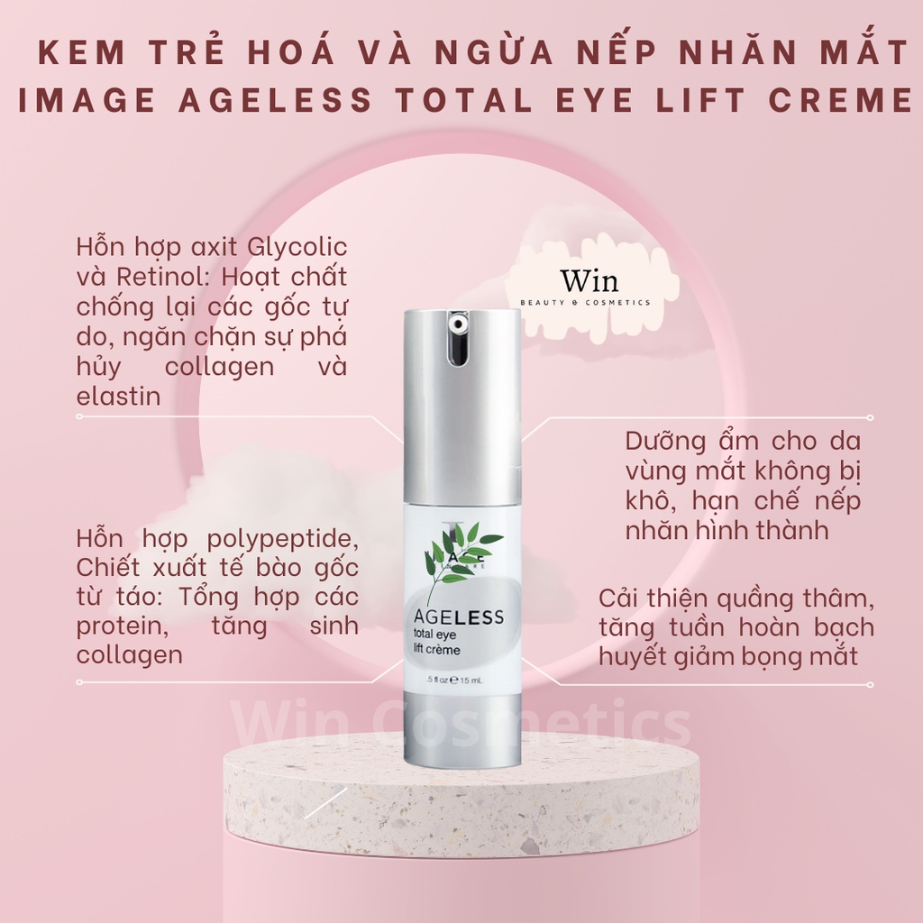 Kem chống nhăn và hỗ trợ làm sáng vùng mắt Image skincare ageless total eye lift creme 15ml