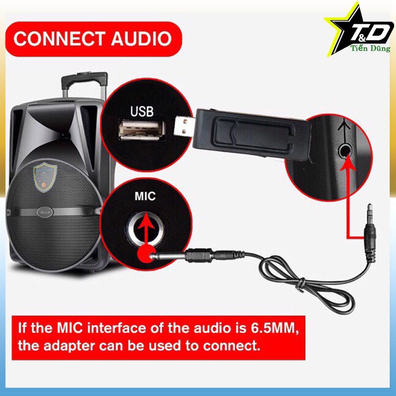 Mic không dây v20 cho tất các các loa và âm li có hỗ trợ micvới 2 cổng 3.5 và 6.5- Micro đa năng v20 hát bắt mic