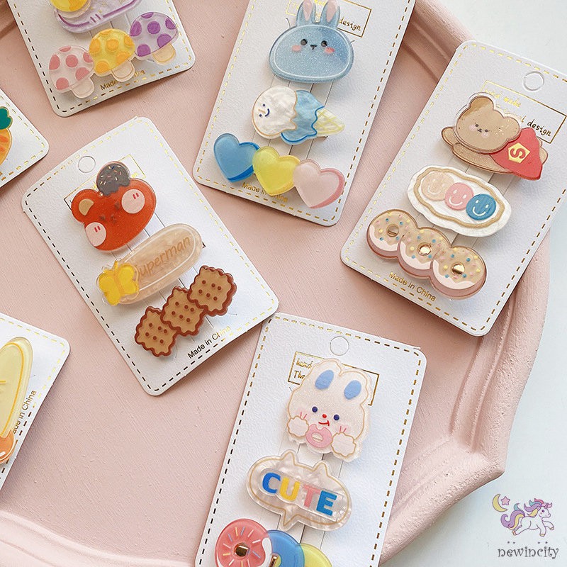 Kẹp tóc màu kẹo họa tiết hoạt hình phong cách Hàn Quốc đáng yêu dành cho bé gái