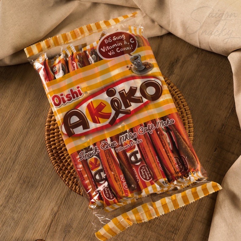 Snack Que Nhân sữa/cà phê Oishi Akiko gói 160g