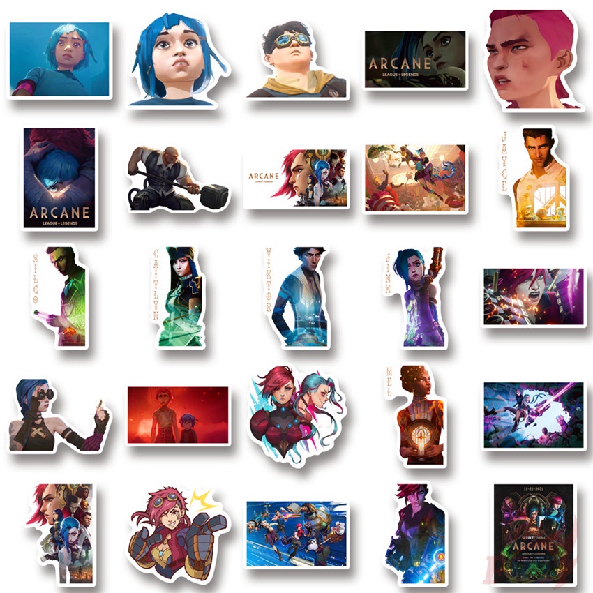 Bộ 100 miếng dán trang trí hình League of Legends. Arcane chống thấm nước thời trang