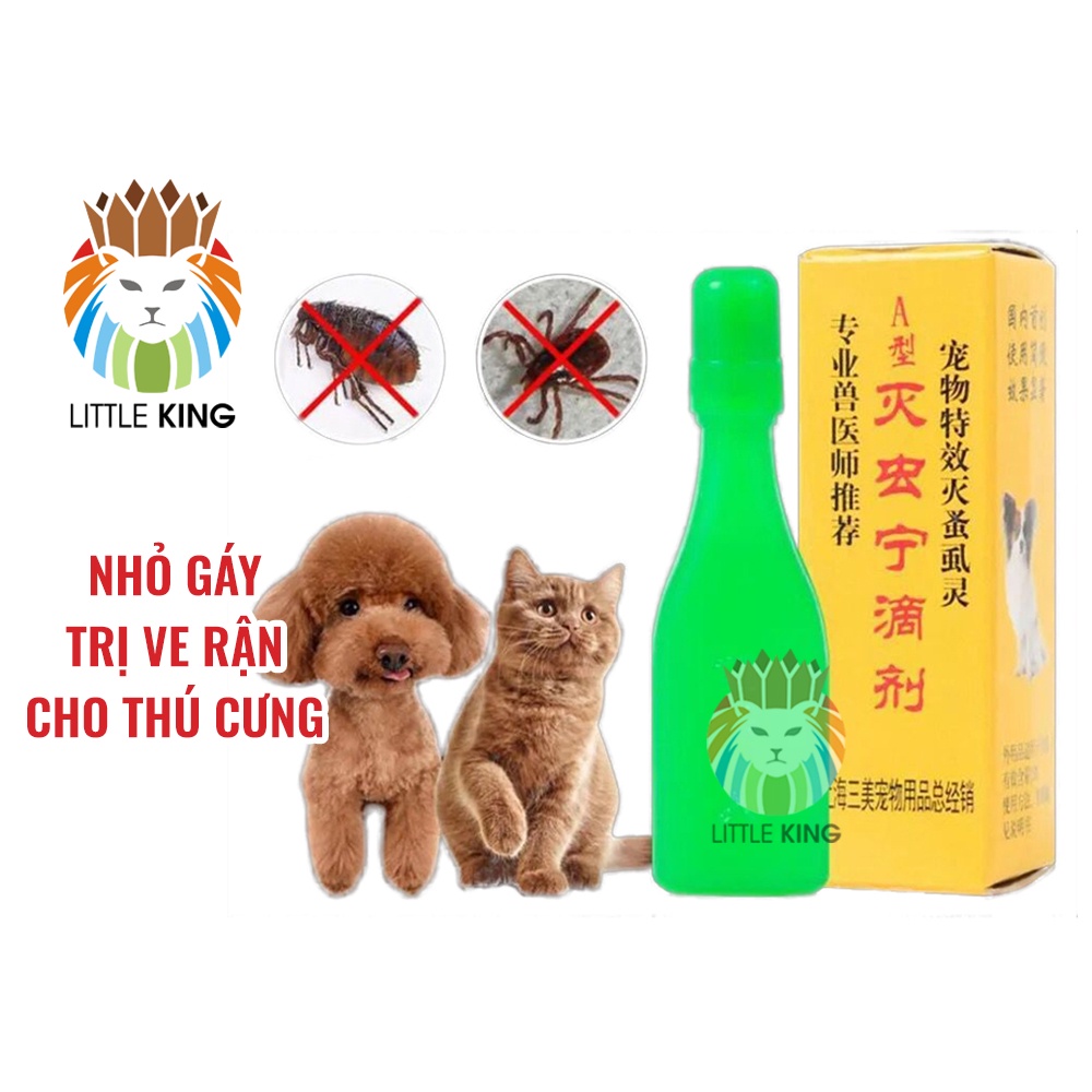 Dung dịch nhỏ gáy 2.5ml trị ve, rận, bọ chét, ký sinh trùng cho chó mèo - Hàng nội địa Trung Quốc - Little King pet shop
