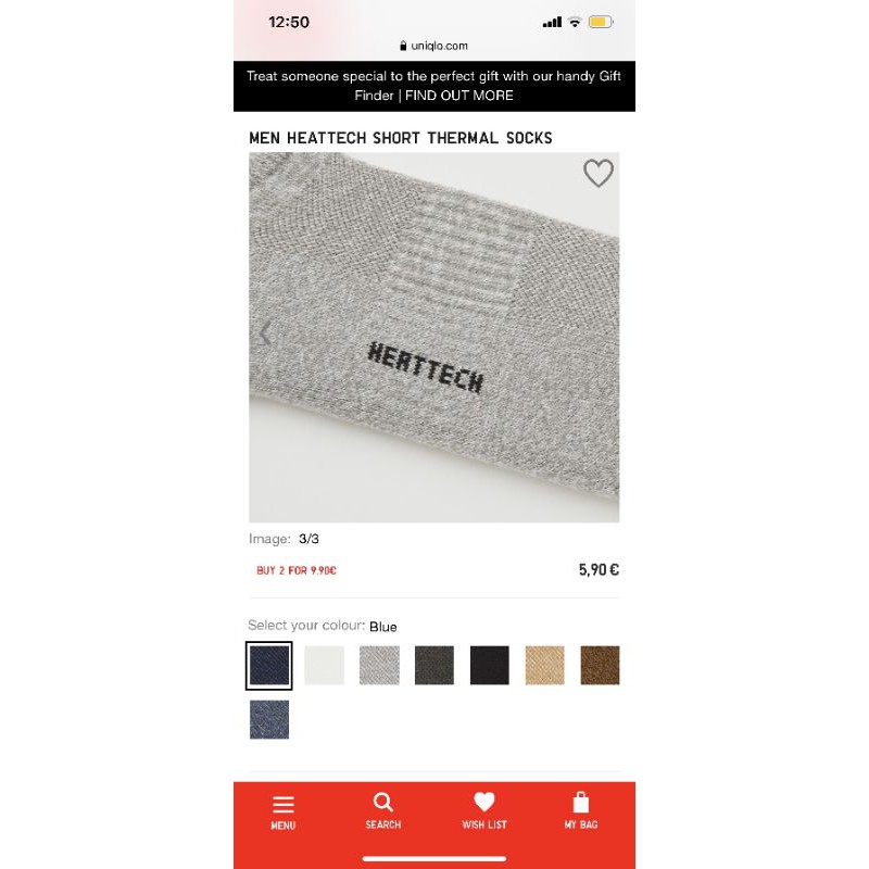 NEW - [Free Gift]Tất Uniqlo Nam Heattech Short Thermal Shock Pack Chính Hãng ,,