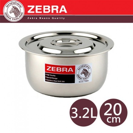 Thố Inox có nắp Zebra, 14cm Đến 32cm, 1 Đáy Loại Dày, Inox 304