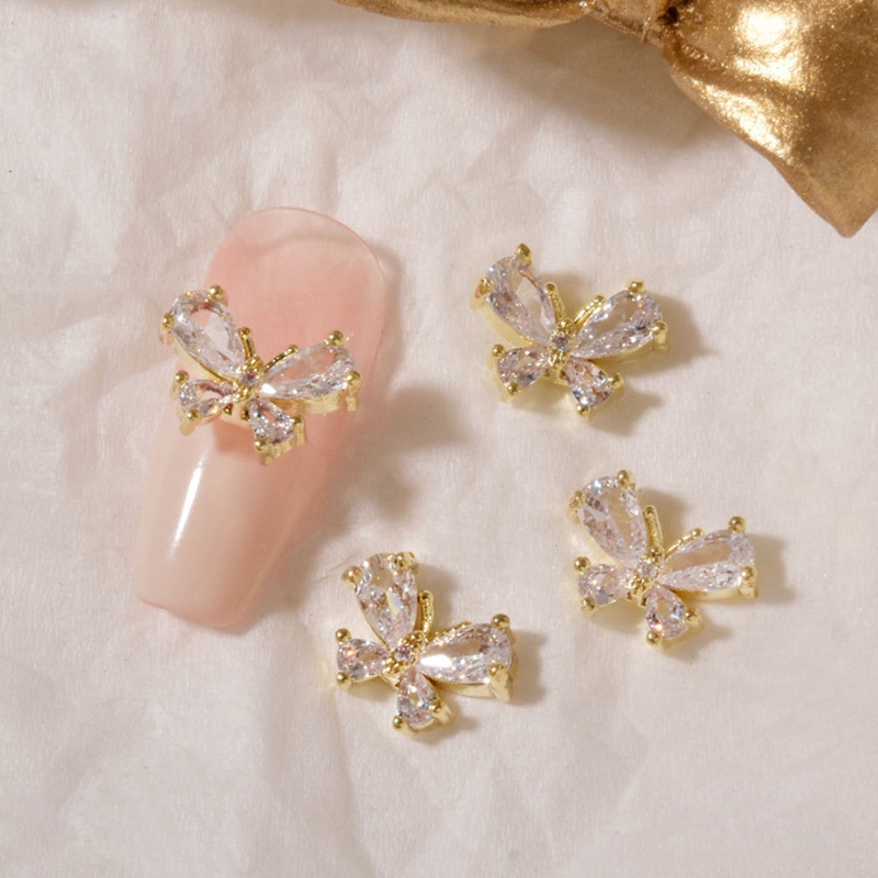 Phụ Kiện Trang Trí Móng Tay Nghệ Thuật Bằng Hợp Kim Đính Đá Zircon 3D