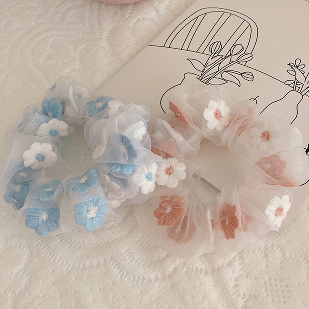 Dây Cột Tóc Họa Tiết Hoa Dễ Thương Phong Cách Hàn Quốc Cho Nữ