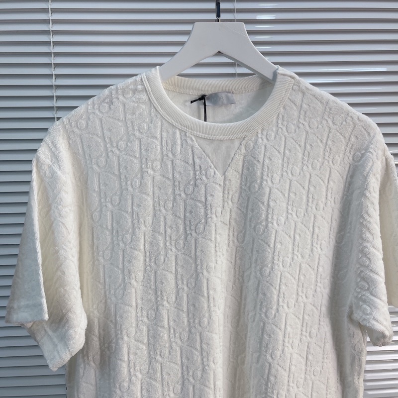 ⚡️[Mirror Quality] - Áo Tee DlOR Oblique Terry Cotton Jacquard T-Shirt Off White Relaxed Fit, Áo thun DlOR