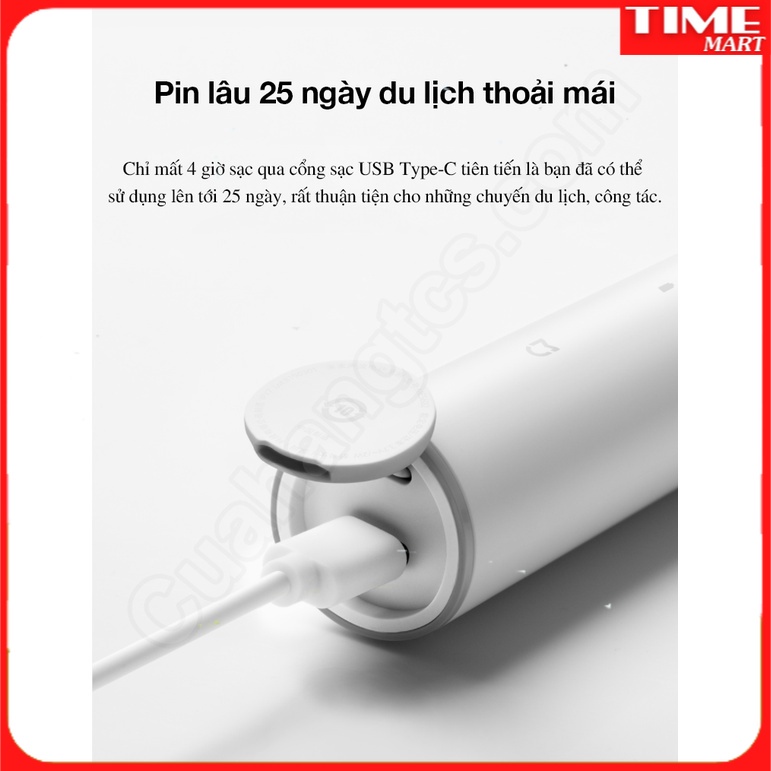 Bàn chải điện siêu âm Xiaomi Mijia Sonic T300 model MES602 [TIME_MART siêu thị tiện ích gia đình]