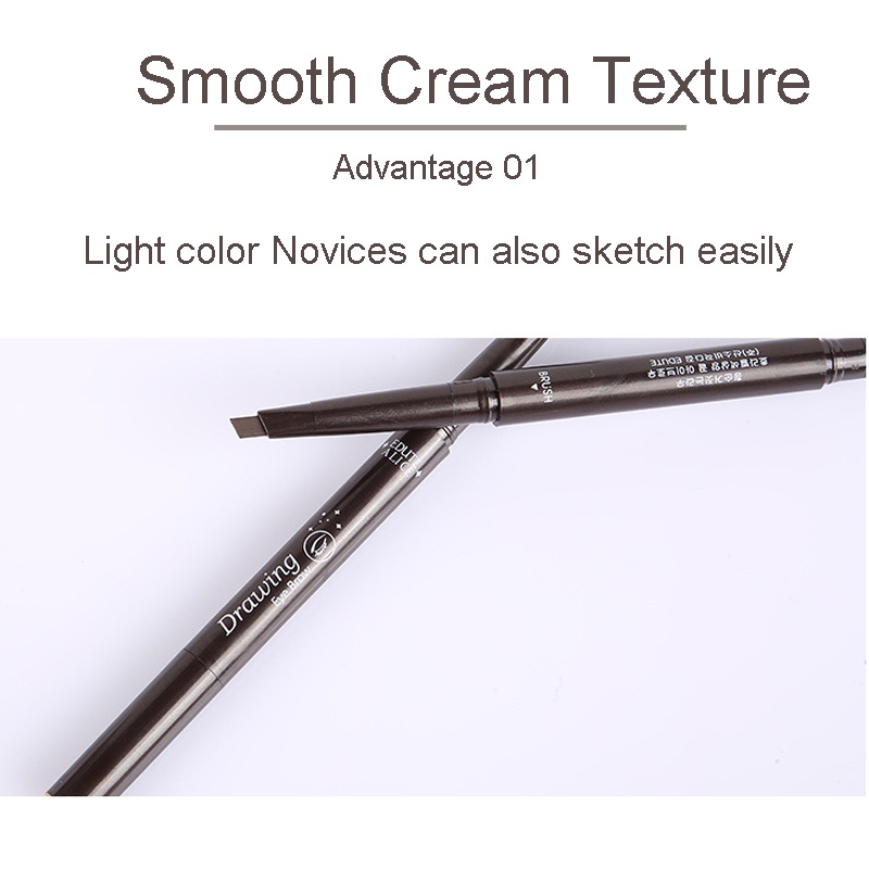 Bút Chì Kẻ Lông Mày Hai Đầu 5 Màu Chống Nước Lâu Trôi Kèm Cọ Màu Nâu/Đen