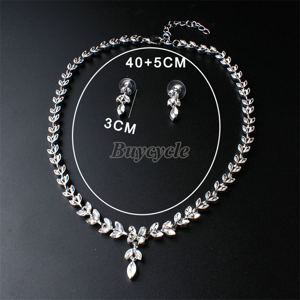 Bộ Vòng cổ + Bông Tai Đính Kim Cương Giả Thời Trang Cho Nữ