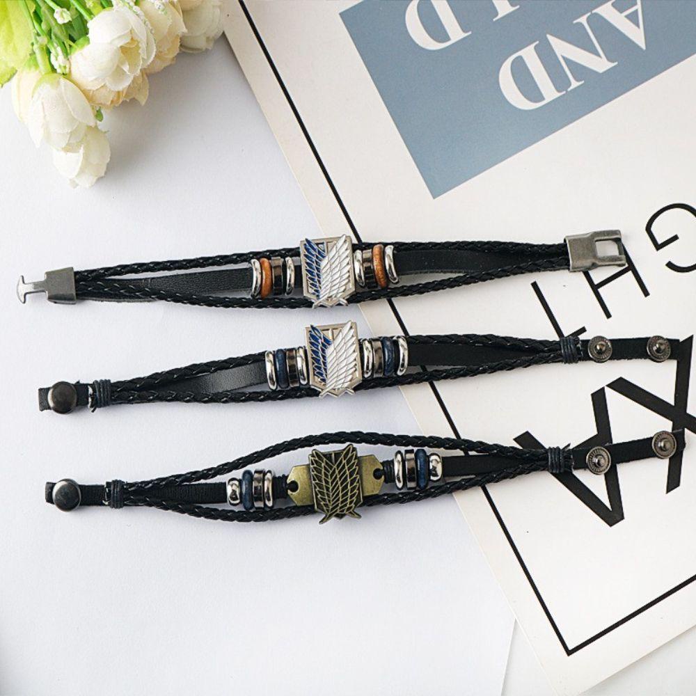 Mxgoods Vòng Tay Dây Da Bện Phong Cách Anime Attack On Titan Cho Nam