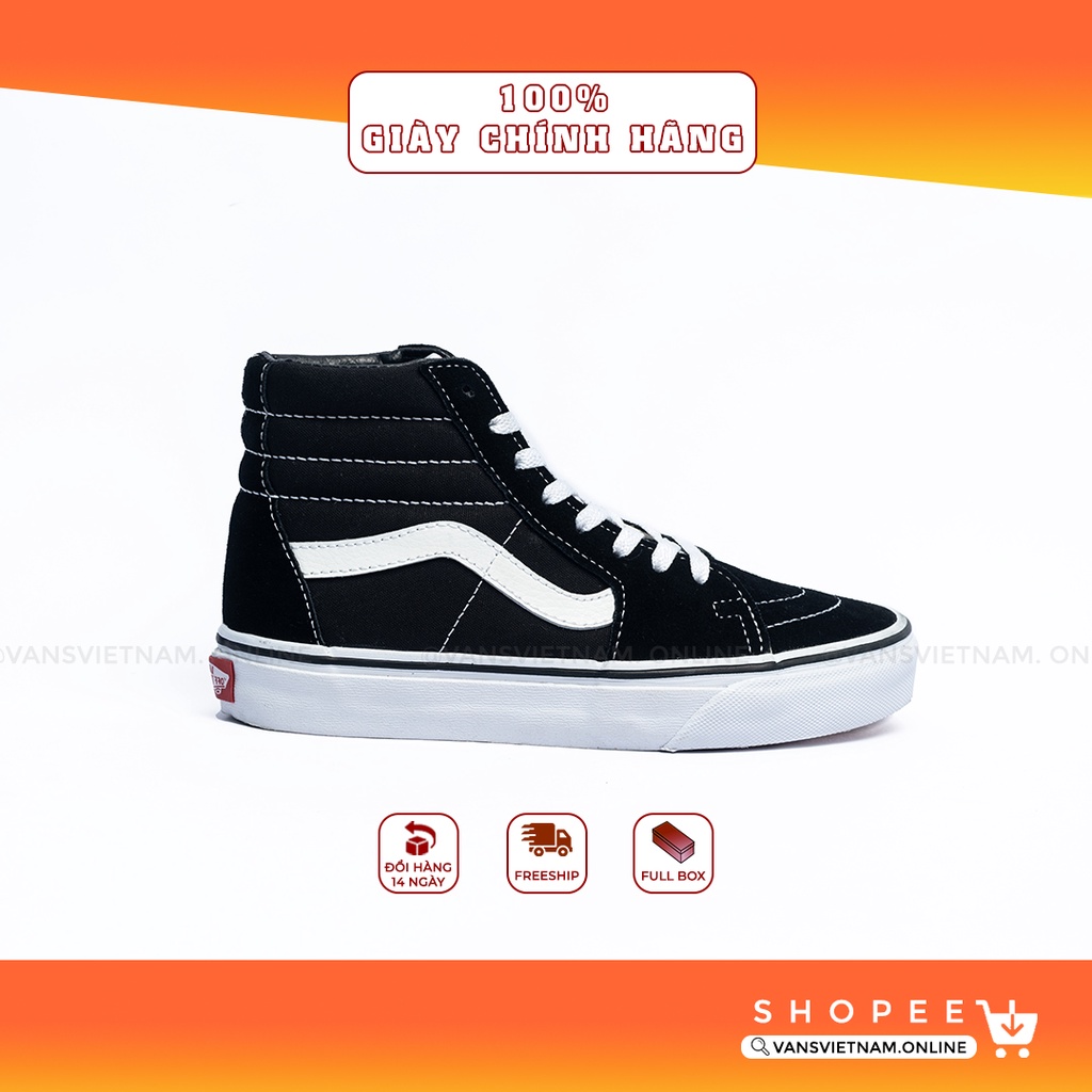 Giày Sneaker [REAL] Vans-SK8-Hi-Black-VN000D5IB8C