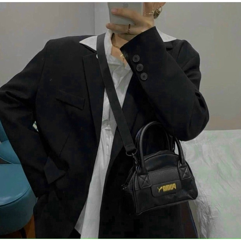 TNS - Túi xách nữ Pumia prime Classics Mini grip bag-trắng chữ hồng