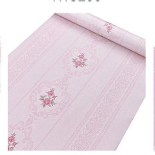 1m Giấy dán tường khổ rộng 45cm hoa hồng viền hồng mới