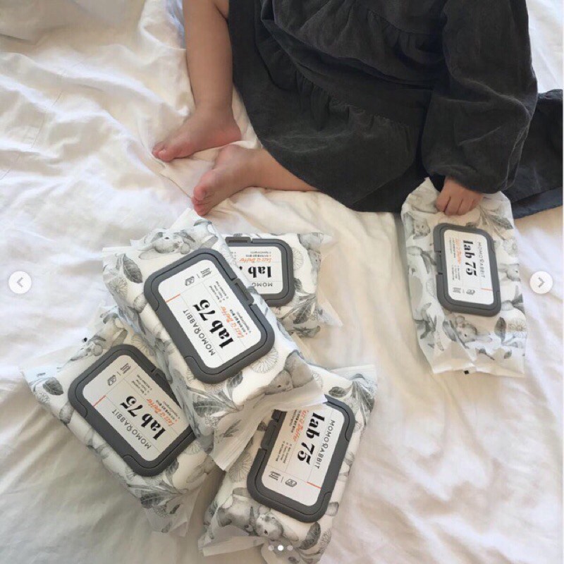 Khăn Ướt Momo Rabbit 💖FREESHIP💖 Giấy Uớt Momo Rabbit - Sợi Khăn Thiên Nhiên Cao Cấp Hàn Quốc Lab65 loại 72 tờ
