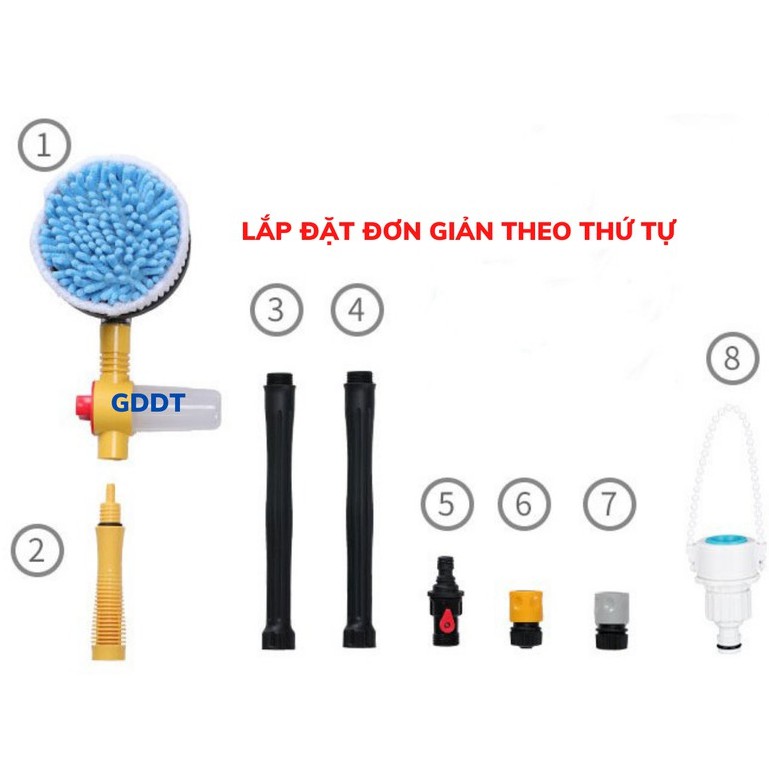 DỤNG CỤ RỬA XE ÔTÔ TỰ XOAY 360 ĐỘ💥FREE SHIP💥Vòi Cọ, Rửa Xe Hơi Kết Hợp Bàn Chải Cọ Tự Động, Xoay Tròn 360, Tự Tạo Bọt