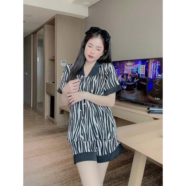 Đồ bộ Pijama cổ sen cộc đùi, Bộ đồ ngủ nữ mặc nhà chất kate lụa thoáng mát thấm hút mồ hô,,