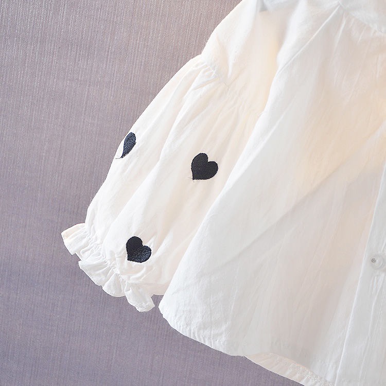 )Áo bé gái Áo sơ mi bé gái hình trái tim xinh