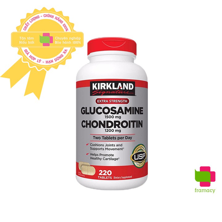 Viên uống Kirkland Glucosamine 1500mg & Chondroitin 1200mg, Mỹ (280v) bổ xương khớp cho người trên 18 tuổi