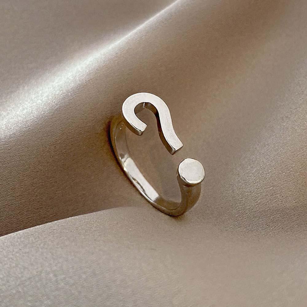 Nhẫn Thời Trang Hình Dấu Chấm Hỏi Đơn Giản Cho Nữ|Nhẫn Thời Trang Có Thể Điều Chỉnh Dành Cho Nữ