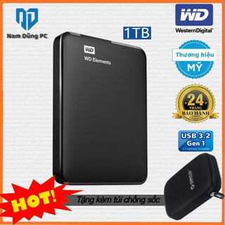 [Mã 254ELSALE giảm 7% đơn 300K] Ổ Cứng Di Động 1Tb Elements Tặng Bao Da