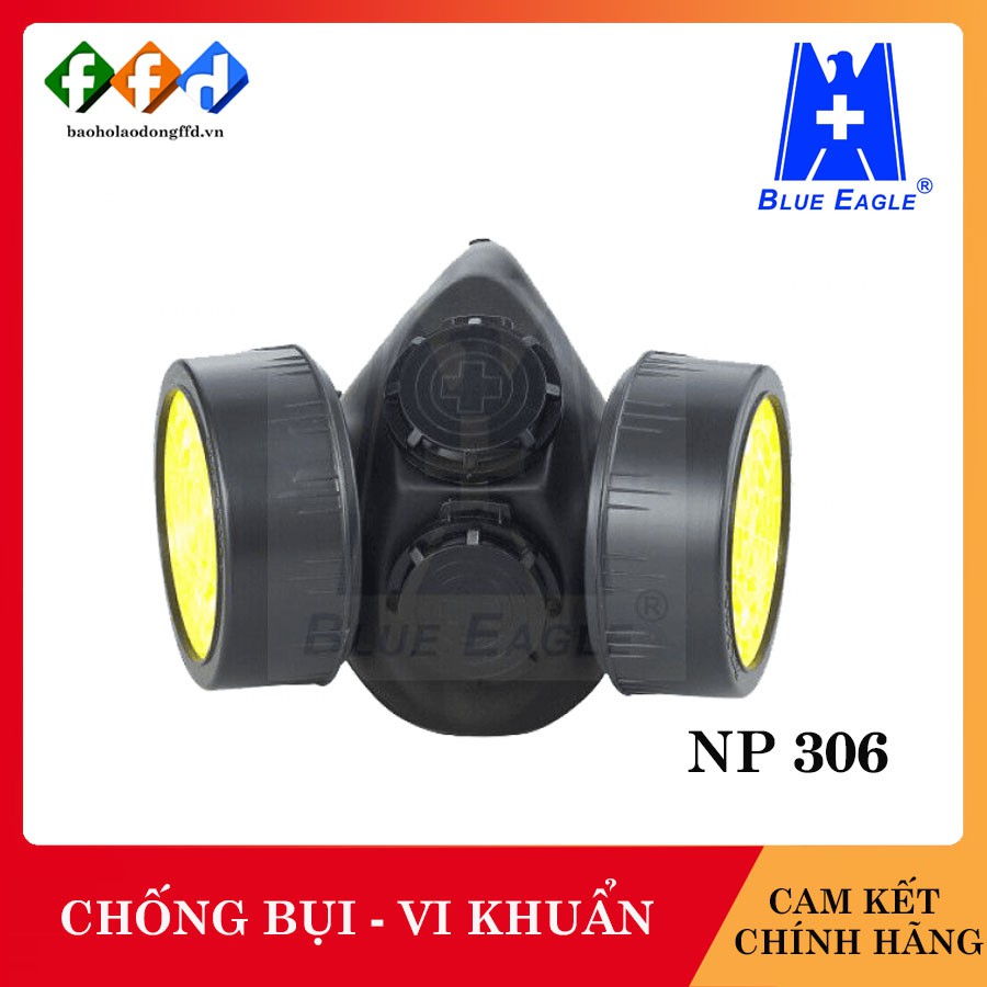 Bộ mặt nạ phòng độc 3 món: 1 mặt nạ Blue Eagle NP 306, 2 Phin lọc RC 203, chống bụi, phòng độc, bảo vệ hô hấp [FFD]