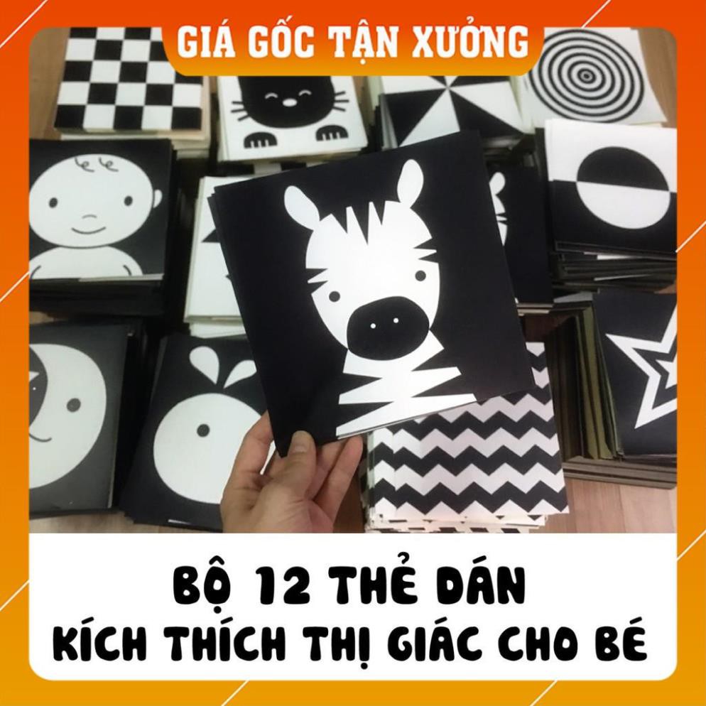 [Giá Hủy Diệt] Bộ thẻ dán đen trắng KÍCH THÍCH THỊ GIÁC CHO BÉ 12 thẻ