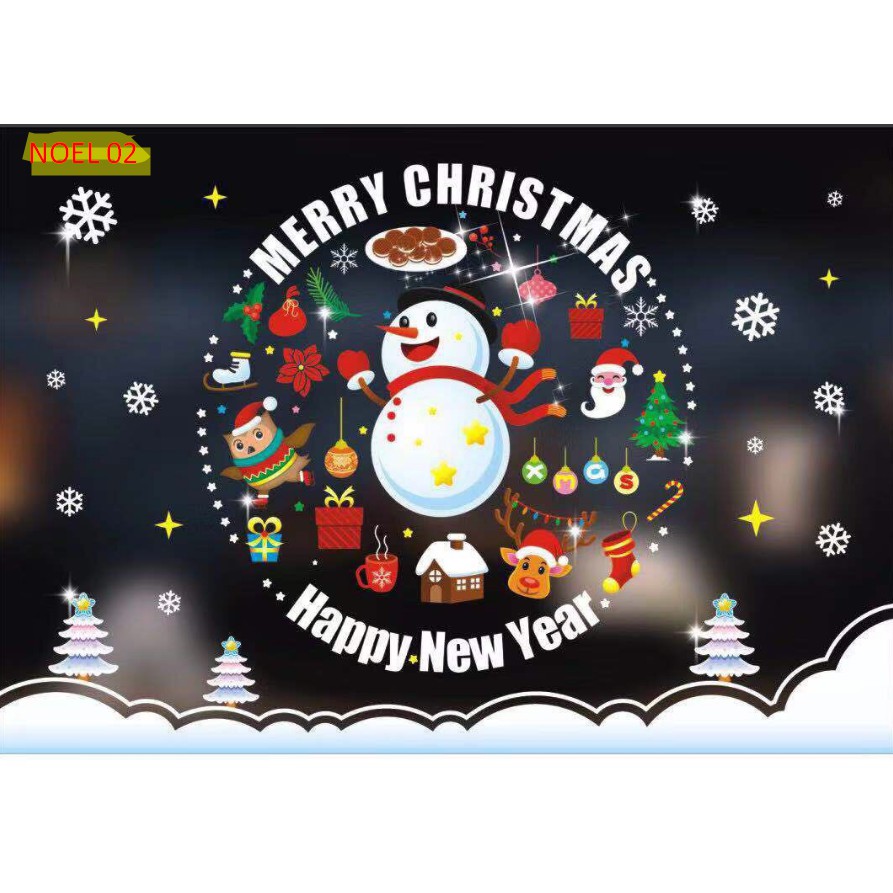 (10 MẪU) Decal trang trí cửa kính Noel Giáng Sinh Merry Christmas Năm mới 2020