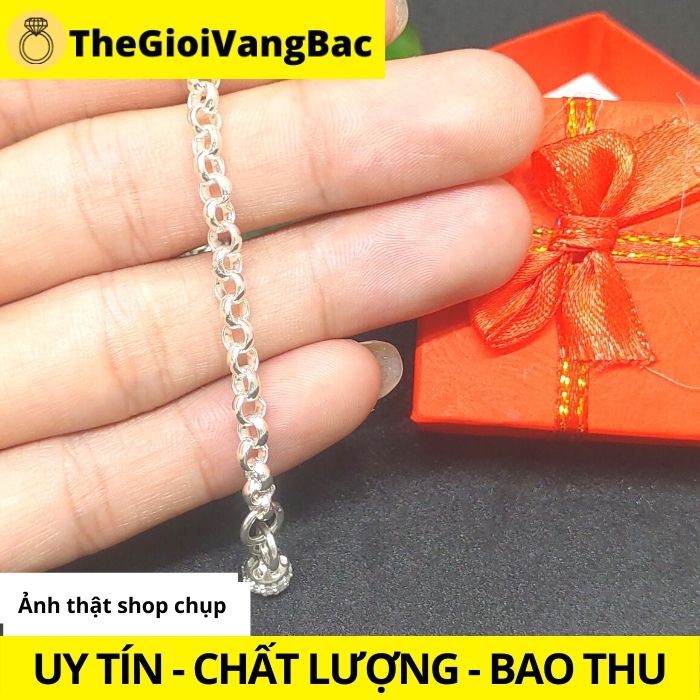 Lắc tay bạc mắc xích họa tiết quả cầu - Sản phẩm cho bé