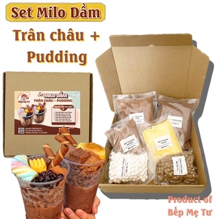 Set milo dầm trân châu pudding, cacao dầm siêu ngon, chất lượng pha được 15 ly