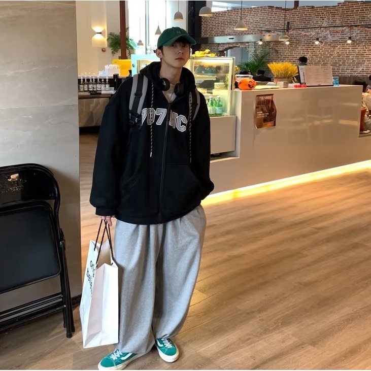Áo Khoác hoodie Dáng Rộng Kiểu retro Mỹ Cá Tính Cho Nam