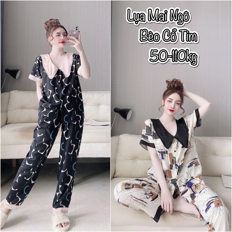 Đồ Bộ Bigsize Lụa Hoạ Tiết Cao Cấp 50-110kg