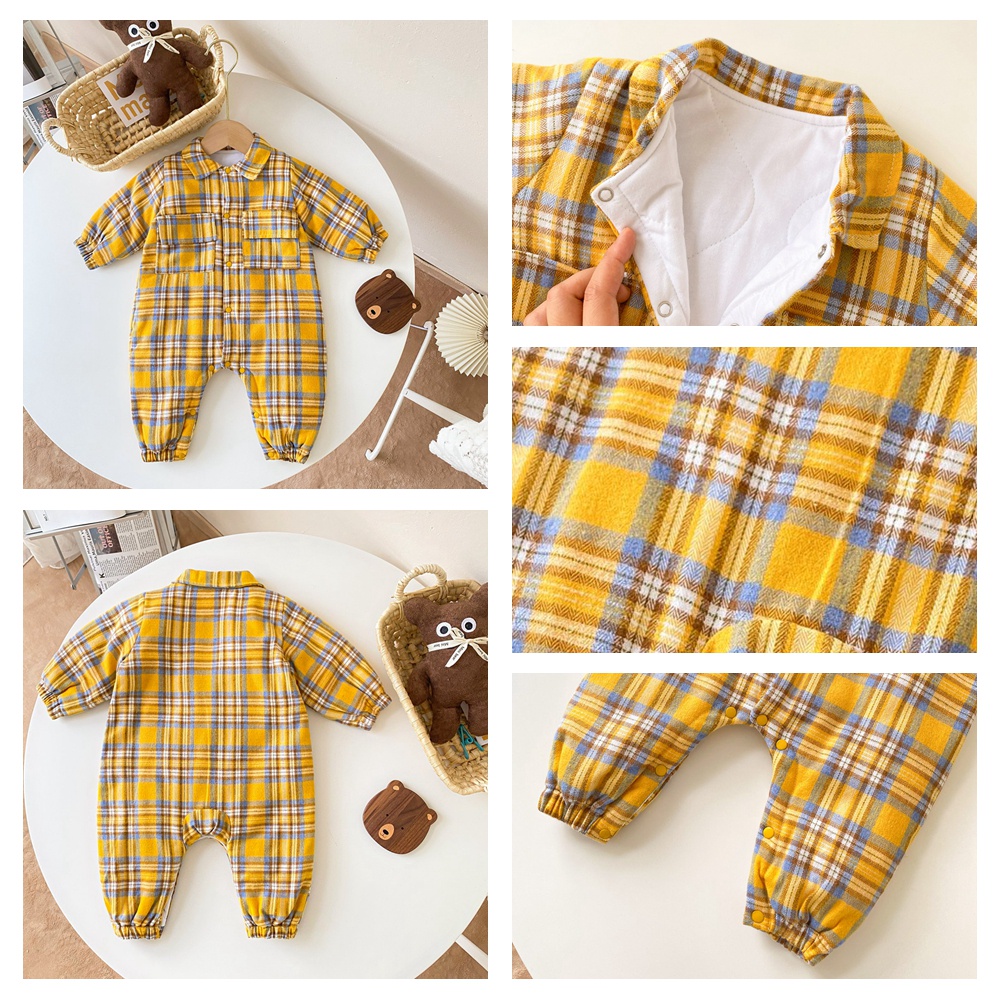 Bộ áo liền quần Sanlutoz cotton kẻ sọc dài tay thời trang cho bé trai