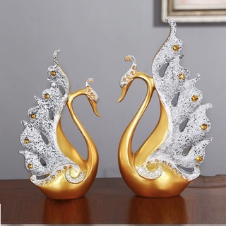 Tượng decor trang trí nhà cửa nghệ thuật đôi thiên nga uyên ương