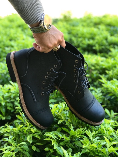 Giày Boot Cao Cổ Da Thật TEFOSS HN678 size 38-44 Đen Mạnh Mẽ Cá Tính