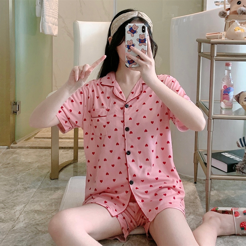 Bộ Đồ Ngủ Ngắn Tay Phong Cách Hàn Quốc Cho Nữ